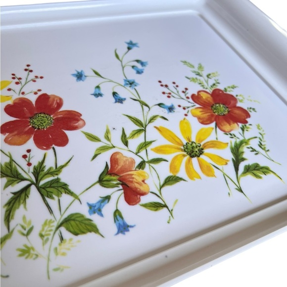Vintage Brookpark Melamine White Serving Tray Floral - Picture 2 of 9